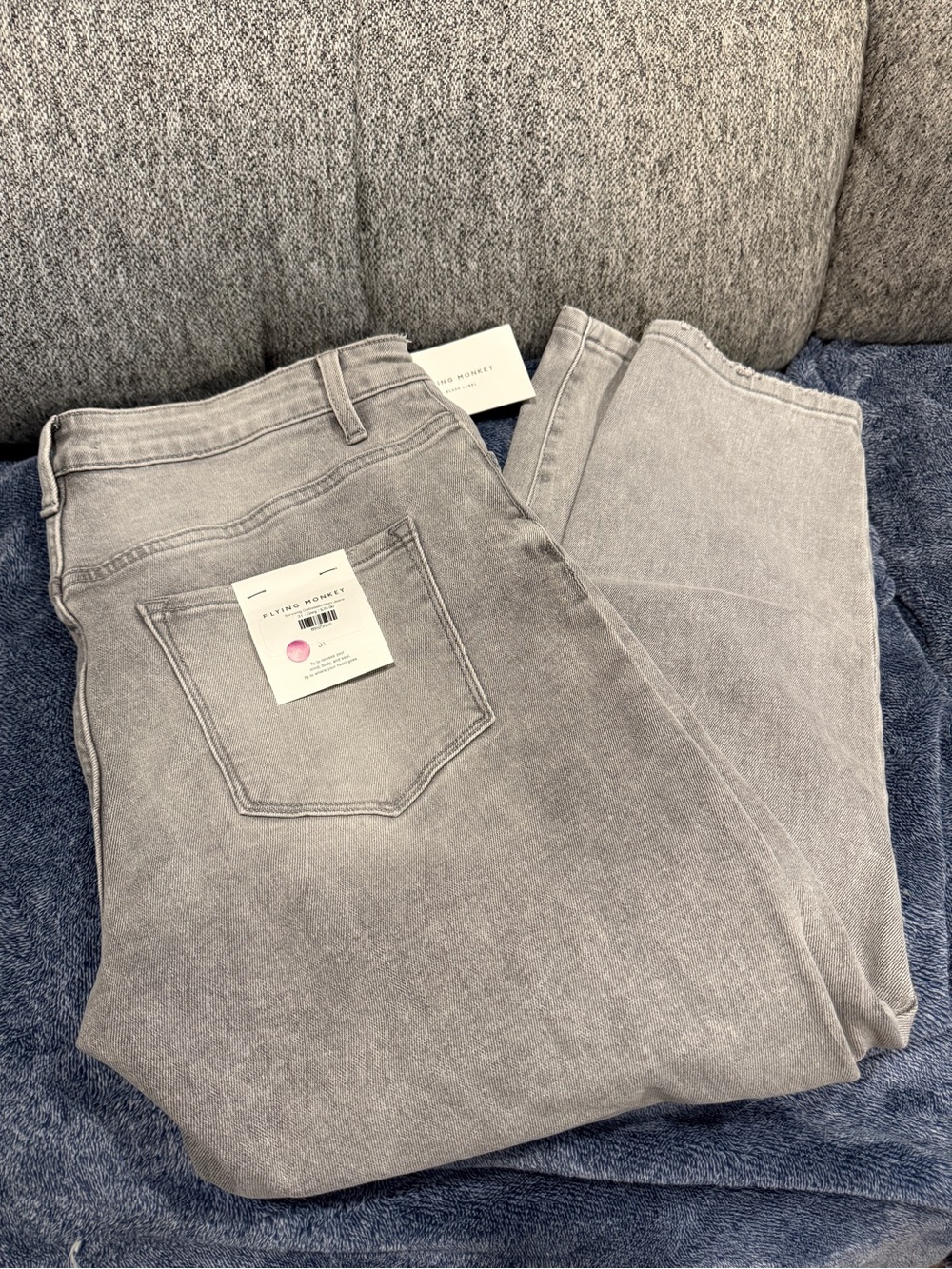 Flying Monkey Light Gray Mom Jeans Denim Jeans NWT